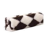 Aniute Astuccio in peluche per ragazze, grazioso astuccio per penne e matite arcobaleno, morbido astuccio per matite, trousse per trucchi, per la scuola, per bambini (scacchiera - marrone)