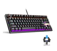 Anivia Tastiera meccanica da gioco, classica tastiera USB cablata con interruttori blu, 87 tasti impermeabile per PC portatile PS4 PS5 Xbox, RGB arcobaleno rosso retroilluminato