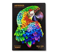 ANIWOOD Puzzle di legno Animali. Copertina fustellata, scatola del puzzle a grandezza naturale. 3 modalità di difficoltà, elemento decorativo. Pezzi unici e originali di animali (Medium, Papagallo)