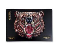 ANIWOOD Puzzle di legno Animali. Copertina fustellata, scatola del puzzle a grandezza naturale. 3 modalità di difficoltà, elemento decorativo. Pezzi unici e originali di animali (Medium, Orso)