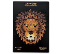 ANIWOOD Puzzle di legno Animali. Copertina fustellata, scatola del puzzle a grandezza naturale. 3 modalità di difficoltà, elemento decorativo. Pezzi unici e originali di animali (Medium, Leone)