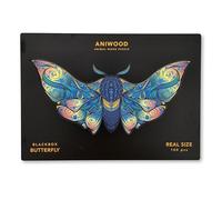 ANIWOOD Puzzle di legno Animali. Copertina fustellata, scatola del puzzle a grandezza naturale. 3 modalità di difficoltà, elemento decorativo. Pezzi unici e originali di animali (Medium, Farfalla)