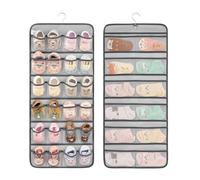 ANIZER Organizer per scarpe da bambino a doppio lato, da appendere, per armadio, per bambini, con fiocco, calzini, biancheria intima (grigio)