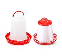 Anjing Abbeveratoio da 1,5 l e dispenser di mangime da 1 l, per pulcini e abbeveratoio da appendere per pollo, abbeveratoio automatico, abbeveratoio per pollame, rosso e bianco