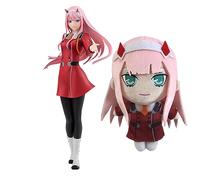 Anjinguang Darling in the FranXX Figura 17,5 cm Zero Two Action Figure+25 cm Zero Two Plush Set, Anime 02 Personaggio da Collezione Figurine Desktop Modello Plushie Regali per i fan