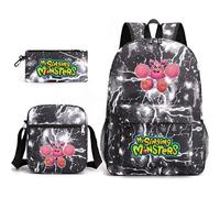 Anjinguang My Singing Monsters - Zaino in 3 pezzi con stampa 3D a tema anime, borsa a tracolla per studenti, adolescenti, regalo di Natale e compleanno, Tipo 8., Taglia unica, Set di zaini per la