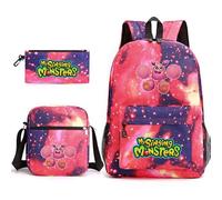 Anjinguang My Singing Monsters - Zaino in 3 pezzi con stampa 3D a tema anime, borsa a tracolla per studenti, adolescenti, regalo di Natale e compleanno, Tipo 6., Taglia unica, Set di zaini per la