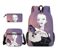 Anjinguang Osaki Nana - Set di 3 zaini con stampa 3D Komatsu Nana con borsa a tracolla e borsa per cancelleria, zaino casual da viaggio 3 in 1, Tipo 7., Taglia unica, Set di zaini per la scuola