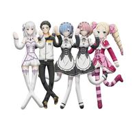 Anjinguang Ram/Rem Figura Peluche Re:0 Anime Twistable Action Figure | Statuetta di anime Posable, cuscino Natsuki Subaru, decorazione per la casa e il divano, 28 cm