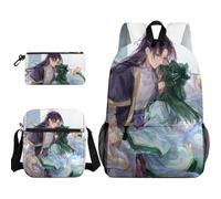 Anjinguang Set di 3 zaini a tema anime Maomao Jinshi con stampa 3D con borsa per il pranzo e borsa di cancelleria per adolescenti e studenti per il ritorno a scuola, Tipo 5, Taglia unica, Set di zaini