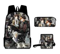 Anjinguang Set di 3 zaini anime Bungo Stray Dogs, Dazai Osamu, con stampa di personaggi di Dazai Osamu, zaino e portapranzo, idea regalo per studenti, Tipo 9, 40*30*13cm, Zaino per bambini