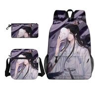 Anjinguang Set di 3 zaini con stampa cartoni animati per ragazzi e ragazze, con borsa a tracolla e astuccio, zaino per la scuola He Xuan/Hua Cheng/Xie Lian, zaino impermeabile di grande capacità, Tipo