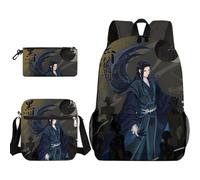 Anjinguang Set di 3 zaini con stampa cartoni animati per ragazzi e ragazze, con borsa a tracolla e astuccio, zaino per la scuola He Xuan/Hua Cheng/Xie Lian, zaino impermeabile di grande capacità, Tipo