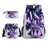 Anjinguang Sung Jin Woo - Set di 3 zaini, motivo anime Cha Hae-in, con stampa 3D e borsa a tracolla e borsa per cancelleria, casual, leggero, zaino da viaggio, Tipo 8., Taglia unica, Set di zaini per