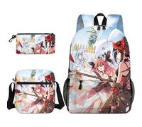 Anjinguang Tokisaki Kurumi Set di 3 zaini, Yatogami Tohka/Tobiichi Origami 3D stampe anime, con borsa a tracolla singola e astuccio, borsa per libri da viaggio per studenti, Tipo 11, Taglia unica, Set