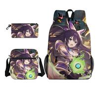 Anjinguang Tokisaki Kurumi Set di 3 zaini, Yatogami Tohka/Tobiichi Origami 3D stampe anime, con borsa a tracolla singola e astuccio, borsa per libri da viaggio per studenti, Tipo 10., Taglia unica