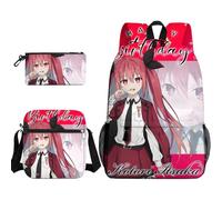 Anjinguang Tokisaki Kurumi Set di 3 zaini, Yatogami Tohka/Tobiichi Origami 3D stampe anime, con borsa a tracolla singola e astuccio, borsa per libri da viaggio per studenti, Tipo 6., Taglia unica, Set