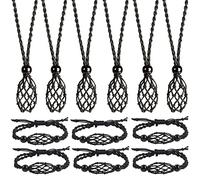 Anjiucc 12 cordoncini di ricambio per collana a gabbia di cristallo, con pietra vuota, ciondolo in pietra di ricambio intrecciato a mano, lunghezza regolabile, Collana con cordoncino, Nessuna pietra
