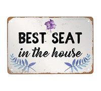 ANJOOY - Targa in metallo con scritta "Best Seat in the House", ideale come decorazione rustica, per il bagno, per bambini, ospite, fattoria, decorazione rustica, 20,3 x 30,5 cm
