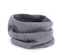 AnJuHoPa Scaldacollo Lavorato a Maglia Tubo di Lana Morbida Sensazione con Cristallo di Colore Abbinato all'Esterno per Le élite Ladies Melange Gray