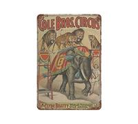 ANJUJU Poster circo elefante retrò metallo latta segno chic arte retrò pittura ferro bar grotta caffè famiglia garage decorazione da parete 30 x 20 cm
