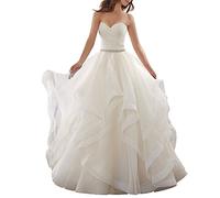 ANJURUISI Donna Organza Ruffles Ball Abito Abiti da Sposa Abito Sposa Abito Avorio-38