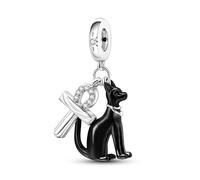 Anka Crocifisso nero gatto gattino fede ciondolo in argento Sterling 925 compatibile con braccialetti Pandora