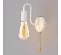 ANKBOY Applique da Parete Interno con Interruttore Retrò Lampada da Parete con Interruttore a Tirante E27 Bianco Applique Camera da Letto Industrial Luce Muro Metallo per Casa Colonica Soggiorno