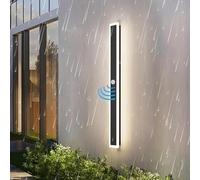 ANKBOY Esterno Lampada da Parete con Sensore di Movimento Villa Lungo Applique da Parete per Luci Esterni/Interni IP65 Impermeabile 4500K Bianco Naturale Alluminio Luce Nero per Garage (80cm)