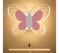 ANKBOY Lampada da Parete a LED per Cameretta dei Bambini, 16W Lampada a Muro con Interruttore, Effetto Stella Illuminazione a Parete per Camera da Letto, 3 Temperature di Colore Regolabili, Rosa