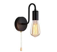 ANKBOY Retro Applique E27 Con Interruttore A Tirante Lampada Da Parete Vintage Industriale Metallo Nero Aplique da Parete Interni Faretti da Muro Corridoio Soggiorno Loft Camera da letto