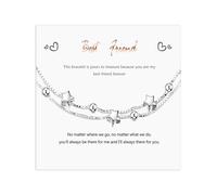 ankbrats Braccialetto dell'amicizia in argento da donna, con doppia catena e perline a forma di stella