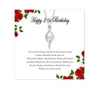 ankbrats Collana con ciondolo a forma di cuore in argento, con simbolo dell'infinito, per 21° 30° 40° compleanno, da donna, con catenina in argento e zirconia cubica, Catena in argento