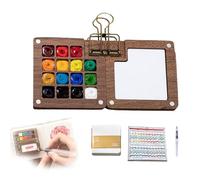 Ankepw Set di acquerelli Tobios, Mini Set di acquerelli, Kit da Viaggio Tascabile per acquerelli, con Album da Disegno, per artisti, Principianti della Pittura (Set a 15 Griglie)