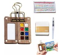 Ankepw Set di acquerelli Tobios, Mini Set di acquerelli, Kit da Viaggio Tascabile per acquerelli, con Album da Disegno, per artisti, Principianti della Pittura (Set a 8 Griglie)