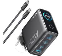 Anker caricatore USB C 140W GaN rapido compatto a 4 porte (nero) | Comandi tattili intuitivi, per iPhone 17 Pro Max/Serie 16-12, Samsung S25 Ultra, MacBook Air/Pro, Pixel, AirPods e Altri
