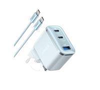 Anker Caricatore USB C 70W, Adattatore di Alimentazione ad Alte Prestazioni con Rapido a 3 Porte, Caricatore PIQ 3.0 per iPhone 17 Pro Max/Serie 16-12, MacBook Pro, iPad, Galaxy, Pixel e Altro (Blu)