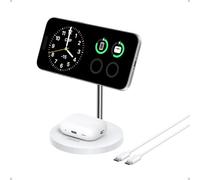 Anker Caricatore Wireless iPhone 15W Supporto 2 in 1 | Supporto regolabile con cavo USB-C da 1,5m, doppio LED, ricarica ultraveloce MagSafe, per iPhone serie 16/15 e AirPods
