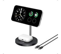 Anker Caricatore Wireless iPhone 15W Supporto 2 in 1 | Supporto regolabile con cavo USB-C da 1,5m, doppio LED, ricarica ultraveloce MagSafe, per iPhone serie 16/15 e AirPods