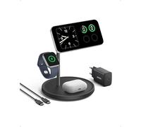 Anker Caricatore Wireless iPhone Magnetico 3 in 1, Certificata Qi2 15W Compatibile con MagSafe, per iPhone 17 Pro Max/Serie 16-12, AirPods Pro, Apple Watch Ultra (Caricatore USB C e Cavo Inclusi)
