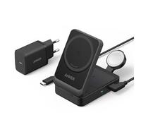 Anker Caricatore Wireless iPhone Magnetico 3 in 1, Certificata Qi2 15W Compatibile con MagSafe, per iPhone 17 Pro Max/Serie 16-12, AirPods Pro, Apple Watch Ultra (Caricatore USB C e Cavo Inclusi)