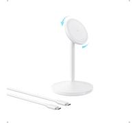 Anker Caricatore Wireless iPhone Stazione di Ricarica Qi2 | Compatibile con MagSafe, ricarica rapida da 15W con cavo USB C, per iPhone 17 Pro Max/Serie 16-12, AirPods (bianco)