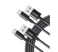 Anker cavo usb type-c, 331 confezione da 2 cavo usb c, doppio nylon intrecciato da USB C a USB 2.0, cavo di ricarica per iPhone 16/16 Plus/16 Pro/16 ProMax Samsung Galaxy S10 S10+, LG V30(180cm)