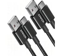 Anker Cavo USB Type-C, 331 Confezione da 2 Cavo USB C, Doppio Nylon Intrecciato da sub c a usb 2.0, Cavo di Ricarica per iPhone 16/16 Plus/16 Pro/16 ProMax Samsung Galaxy S10 S10+, LG V30(0,9m, Nero)