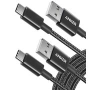 Anker Cavo USB Type-C, 331 Confezione da 2 Cavo USB C, Doppio Nylon Intrecciato da usb c a usb 2.0, cavo di ricarica per iPhone 16/16 Plus/16 Pro/16 ProMax Samsung Galaxy S10 S10+, LG V30(3m, Nero)