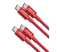 Anker Cavo USB Type-C in nylon, 60W Cavo di ricarica per iPhone 16/16 Pro/16 Plus/15/16 ProMax, iPad Air/Mini/Pro/ 2024, MacBook Pro 2024, Samsung Galaxy S23, Switch(1m, Rosso)
