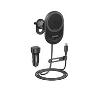 Anker MagGo Caricabatteria da Auto Magsafe 15W Caricatore da Auto senza Fili, Caricabatterie Veloce Posizione Regolabile a 360° e Magneti Potenti, per iPhone serie 16/15 (cavo e adattatore inclusi)