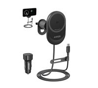 Anker MagGo Caricatore Wireless Auto per MagSafe 15W, Caricabatterie da Auto Veloce Posizione Regolabile a 360° e Magneti Potenti, per iPhone serie 16/15/14 (cavo e adattatore inclusi)