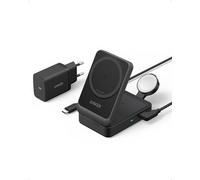 Anker MagGo Caricatore Wireless iPhone 15W, Base di Ricarica 3 in 1 con MagSafe, Certificato Qi2 Ultra-Rapido, per iPhone 16/15/14/13, AirPods Pro, Apple Watch 9/8/SE (Caricatore USB-C da 40W Incluso)
