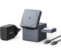 Anker Caricatore Wireless iPhone Cube 3 in 1 con MagSafe 15W, Caric Wireless Richiudibile Ricarica Rapida Max 15W, iPhone 16/15/14, Apple Watch Series 1-8/Ultra, AirPods Pro/3/2 (con Caric USB C 30W)